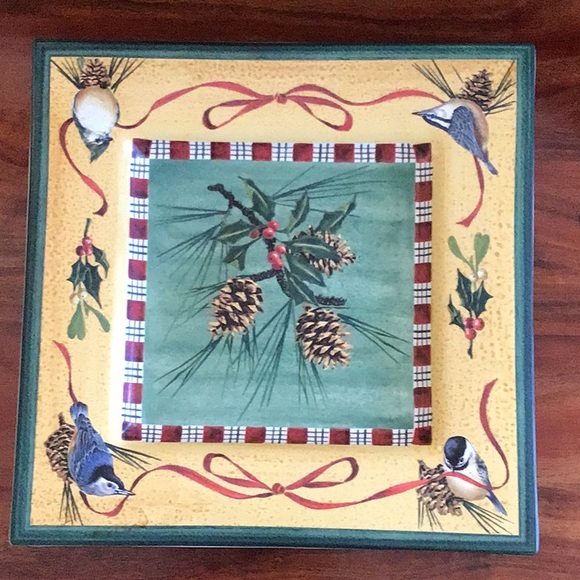 Lenox Winter Greetings Everyday Square Tray. - Picture 1 of 9